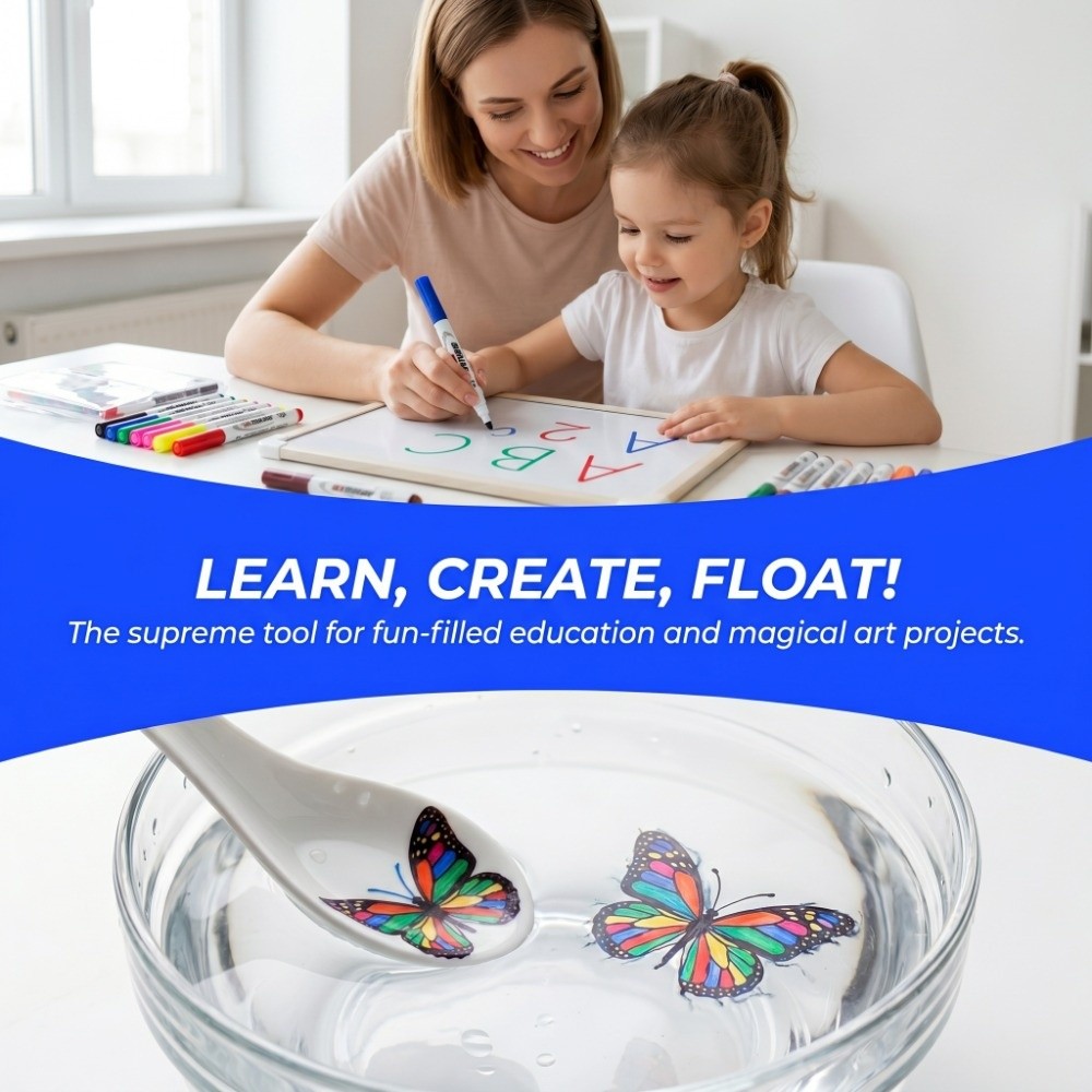 Whiteboard Marker Set - 12 Marcadores Flotantes de Agua, Rotuladores