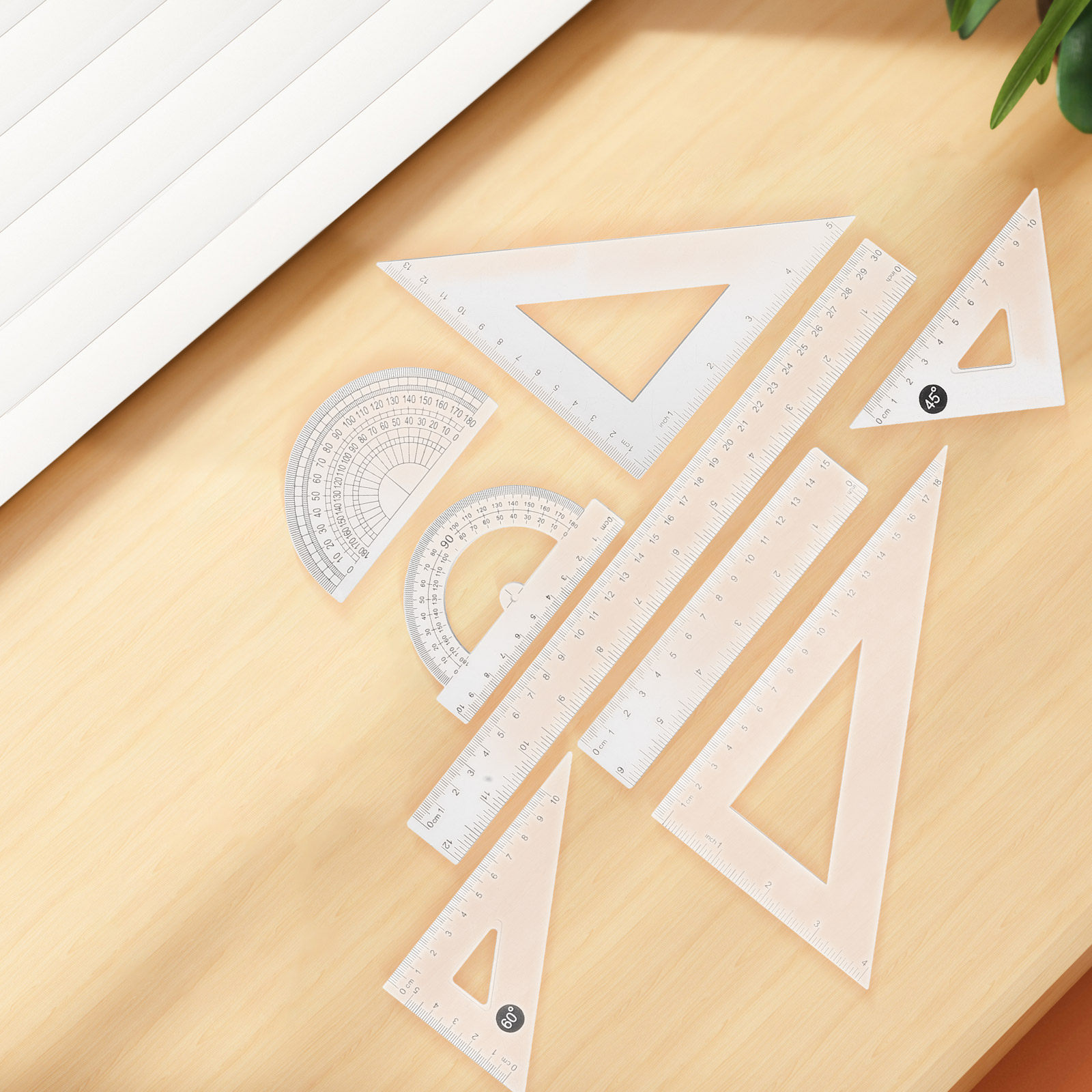 Juego de 8 reglas geométricas  - Ruler Set Transparent reseña y precio